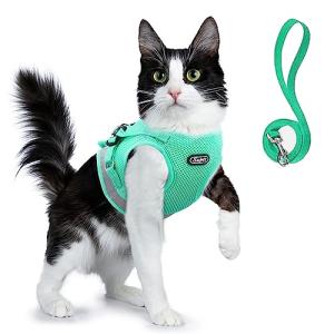 Adjustable Cat Harness and Leash Set with Reflective Strap