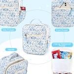 Aileam Insulated Lunch Bag for Women, Blue Flower