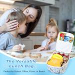 Aileam Insulated Lunch Bag for Women, Blue Flower
