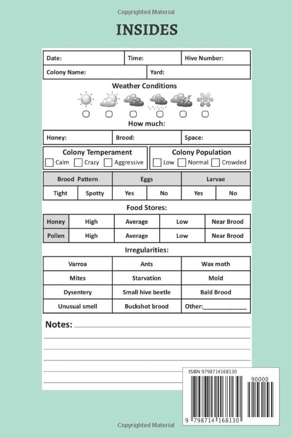 Beekeepers Log Book: Track Beehive Progress & Behaviour