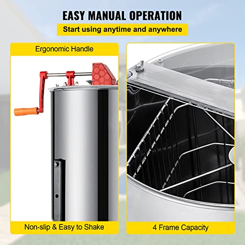 Stainless Steel 4-Frame Manual Honey Extractor