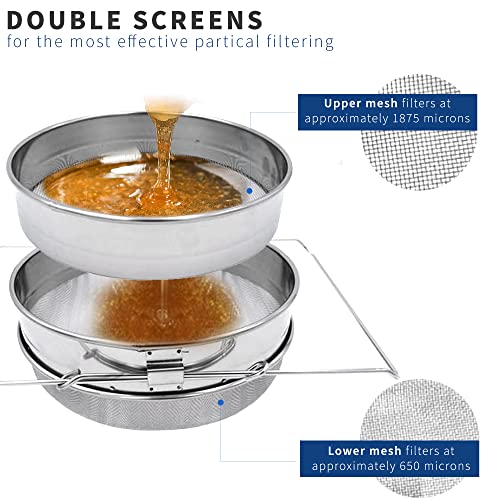Honey Strainer: Double Sieve Stainless Steel Beekeeping Tool
