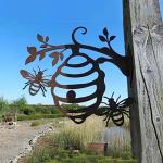 Rusty Metal Bee Hive Wall Art for Gardens