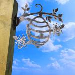 Rusty Metal Bee Hive Wall Art for Gardens