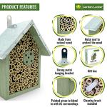 Green Wild Bee House with Metal Roof