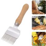 Stainless Steel Uncapping Fork with Wooden Handle