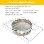 Double Sieve Stainless Steel Honey Strainer