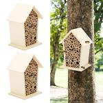 Wooden Bee House Set for Outdoor Gardens