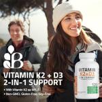 Bronson K2 (MK7) with D3 Non-GMO Supplement