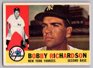 1960 Topps Bobby Richardson Yankees White Back Card