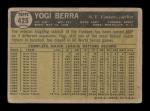 1961 Topps Yogi Berra Baseball Card #425
