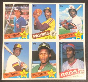 1985 Topps Eric Davis RC Uncut Trading Card Panel