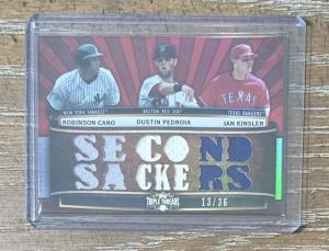 Pedroia Kinsler Triple Auto Relic /36 2011 Topps