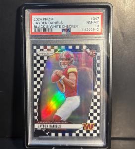 Jayden Daniels B&W Checker Prizm SSP PSA 8