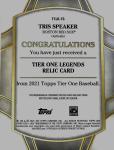 2021 Topps Tier One Tris Speaker Bat Card
