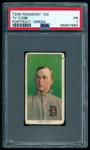 1909 T206 Ty Cobb Portrait Green Background Baseball Card