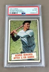 1961 Topps Lou Gehrig Benched Card #405