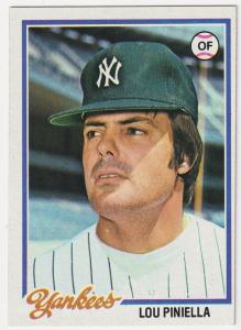 1978 Topps Lou Piniella New York Yankees Card