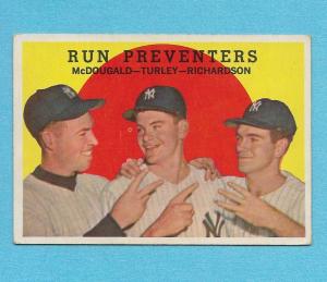 1959 Topps Yankees Bobby Richardson & Bob Turley Card