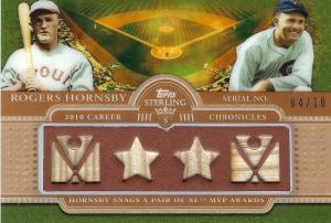 2010 Topps Sterling Rogers Hornsby Game Used Bat Card