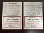 2 Lou Gehrig 1988 Baseball Promo Cards Set