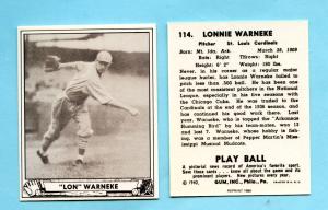 1940 Playball Lon Warneke #114 Sports Card