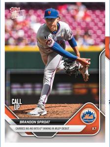 2025 Topps Now Brandon Sproat Mets RC Card