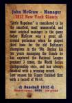 1912 John McGraw New York Giants Baseball Card