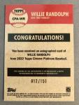 2022 Topps Chrome Willie Randolph Auto /150