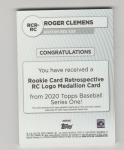 2020 Topps Roger Clemens Logo Medallion Card