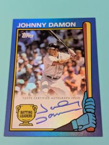 Johnny Damon 1990 Topps Rare Blue Autograph Card