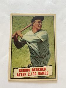 1961 Topps Lou Gehrig Baseball Thrills #405 Card