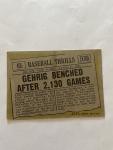 1961 Topps Lou Gehrig Baseball Thrills #405 Card