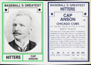 1982 TCMA Cap Anson Baseball Card Chicago Cubs
