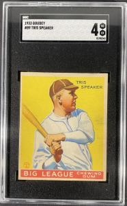 1933 Goudey Tris Speaker Card SGC 4 VG-EX