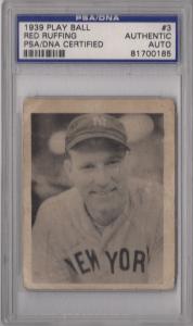 Red Ruffing 1939 Play Ball Signed Card Yankees