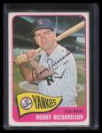 1965 Topps Bobby Richardson Autographed Card