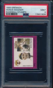 1988 Grenada Honus Wagner Baseball Stamps PSA 9
