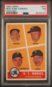 1960 Topps NY Yankees Coaches #465 PSA 7 Dickey
