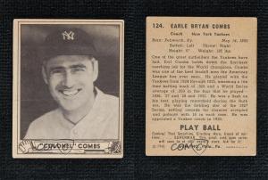 1940 Play Ball Earle Combs Superman Ad Card #124