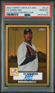 CC Sabathia 2021 Topps Chrome Gold Auto Refractor