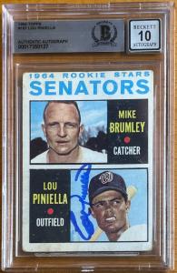 Lou Piniella 1964 Topps Rookie Signed Card