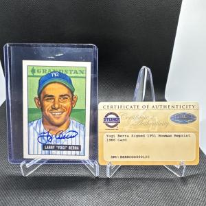 Yogi Berra 1986 Signed 1951 Bowman Reprint Card