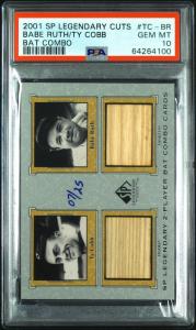 Babe Ruth Ty Cobb Dual Game Used Bat Card