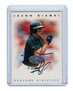 1996 Donruss Leaf Silver Jason Giambi Autograph Card