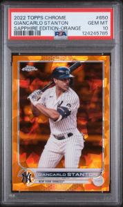 2022 Topps Sapphire Giancarlo Stanton Orange /25 PSA 10