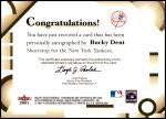 Bucky Dent 2001 Fleer Autograph Yankees Card