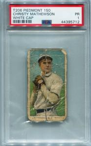1909-11 T206 Christy Mathewson Piedmont White Cap