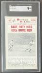 1960 Nu-Card Babe Ruth #47 SGC 9 Mint