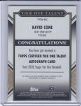 2023 Tier One David Cone Autograph 14/25